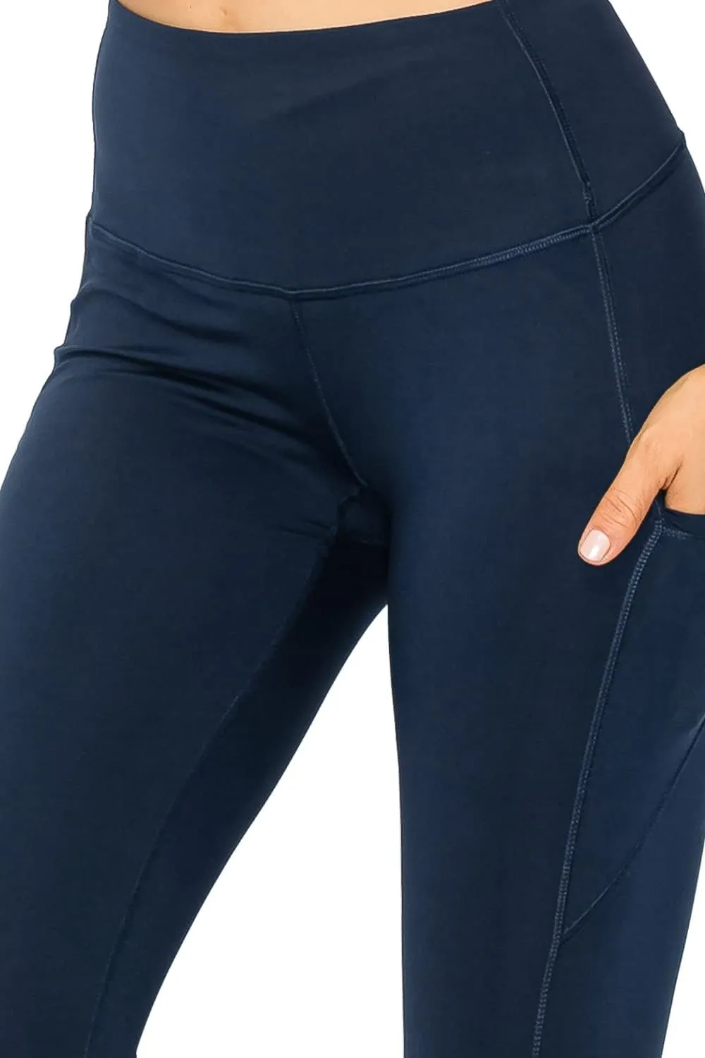 Leggings Depot Women's High Waisted Reflective Yoga Pants with Pockets Athletic Leggings