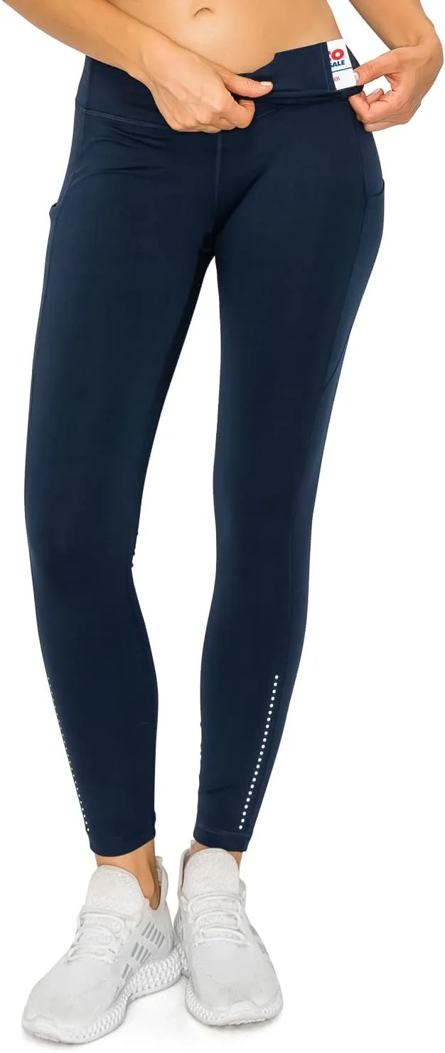 Leggings Depot Women's High Waisted Reflective Yoga Pants with Pockets Athletic Leggings