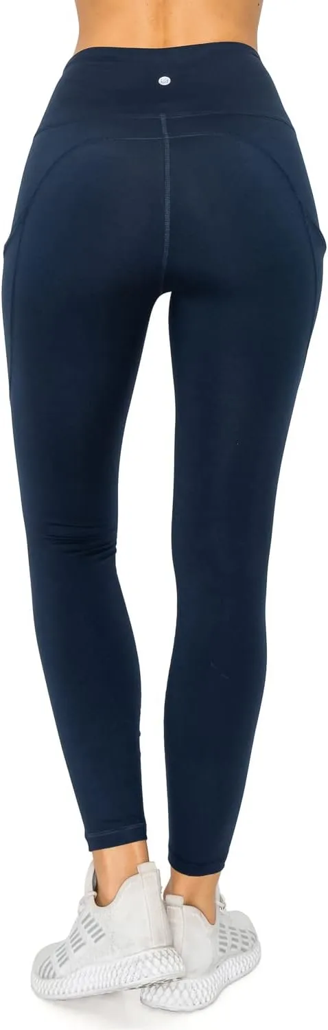 Leggings Depot Women's High Waisted Reflective Yoga Pants with Pockets Athletic Leggings