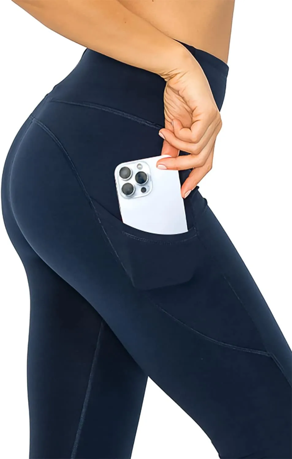 Leggings Depot Women's High Waisted Reflective Yoga Pants with Pockets Athletic Leggings
