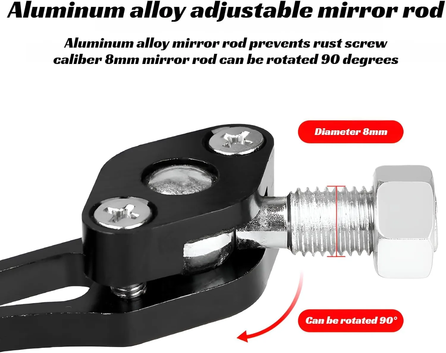 [lilaBelle]【360° Adjustable】 Handlebar Mirror for Mountain Bike - Litweit Aerospace Aluminium, Anti-Corrosion Design with ABS Housing, Unil 22.2mm Fit for Cycling Safe & Commuting