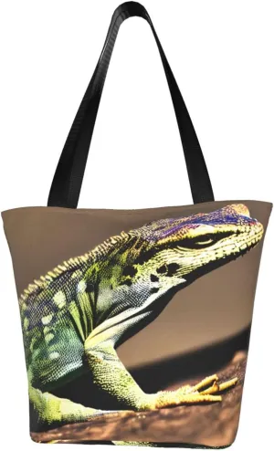 Lizard HD Print Multifunctional Tote Daypacks for Women Work Travel Shopping Handbags Shoulder Bag