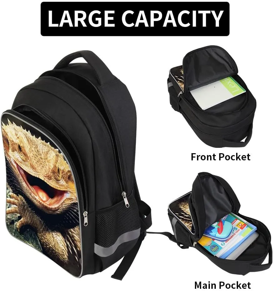 Lizard Print Backpack Lunch Tote Bag Pencil Case Children School Bag Set Cool Bookbag Cooler Bag kids