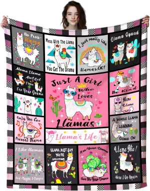 Llama Blanket Llamas Gifts for Women Girls,Cute Alpaca Throws and Blankets Flannel Llamas Sofa Couch Bedroom Living Room Decor Gifts for Llama Lovers 50"x40"