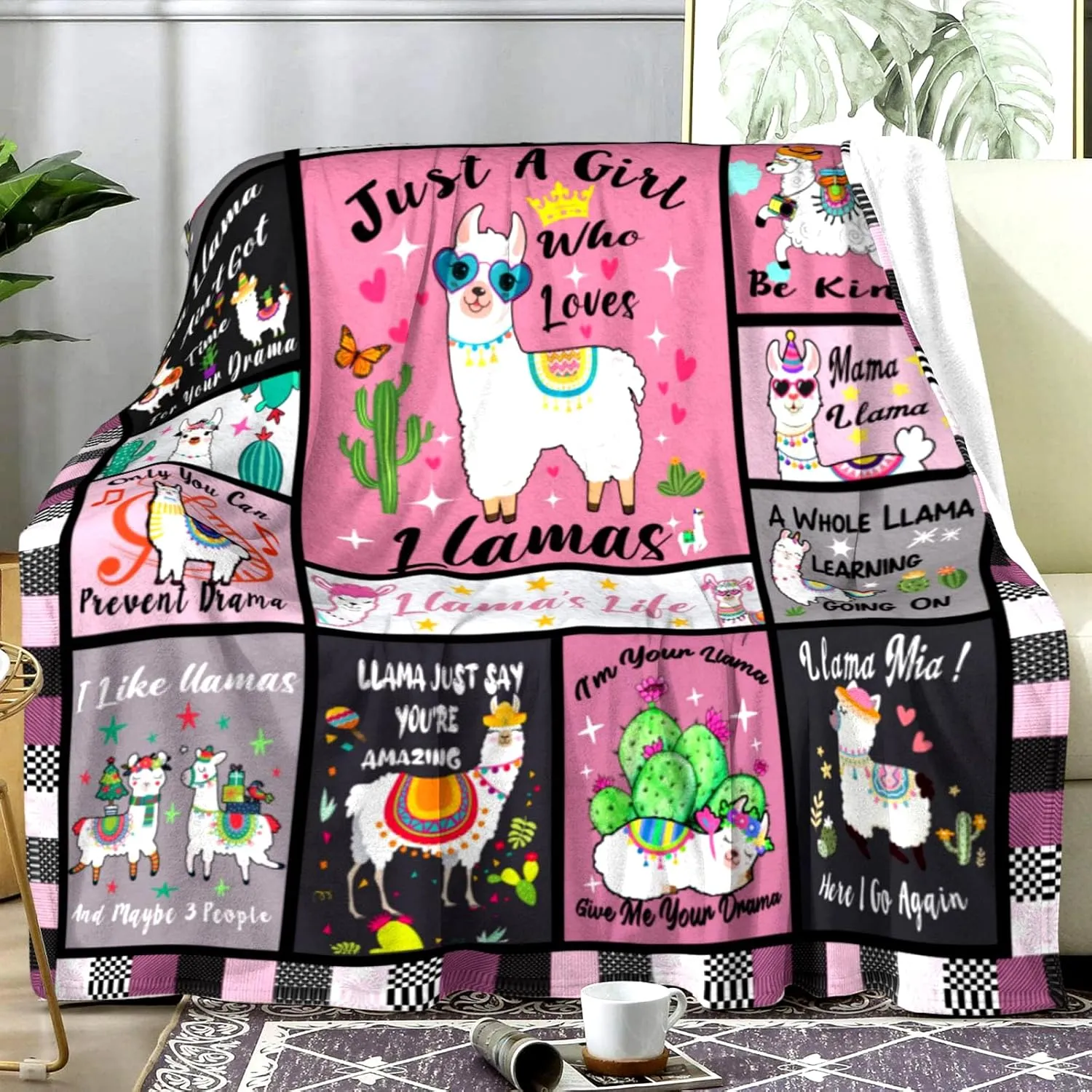 Llama Blanket Llamas Gifts for Women Girls,Cute Alpaca Throws and Blankets Flannel Llamas Sofa Couch Bedroom Living Room Decor Gifts for Llama Lovers 50"x40"