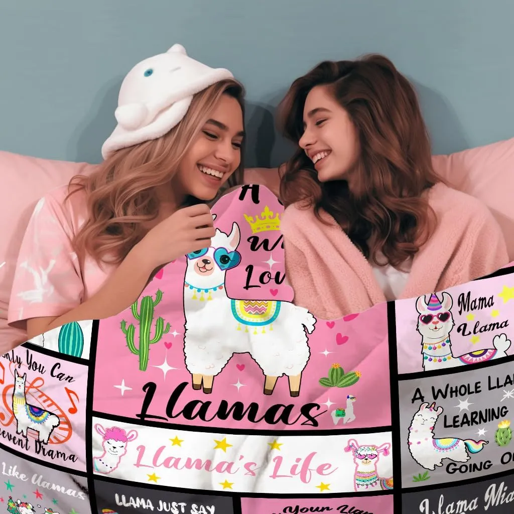 Llama Blanket Llamas Gifts for Women Girls,Cute Alpaca Throws and Blankets Flannel Llamas Sofa Couch Bedroom Living Room Decor Gifts for Llama Lovers 50"x40"