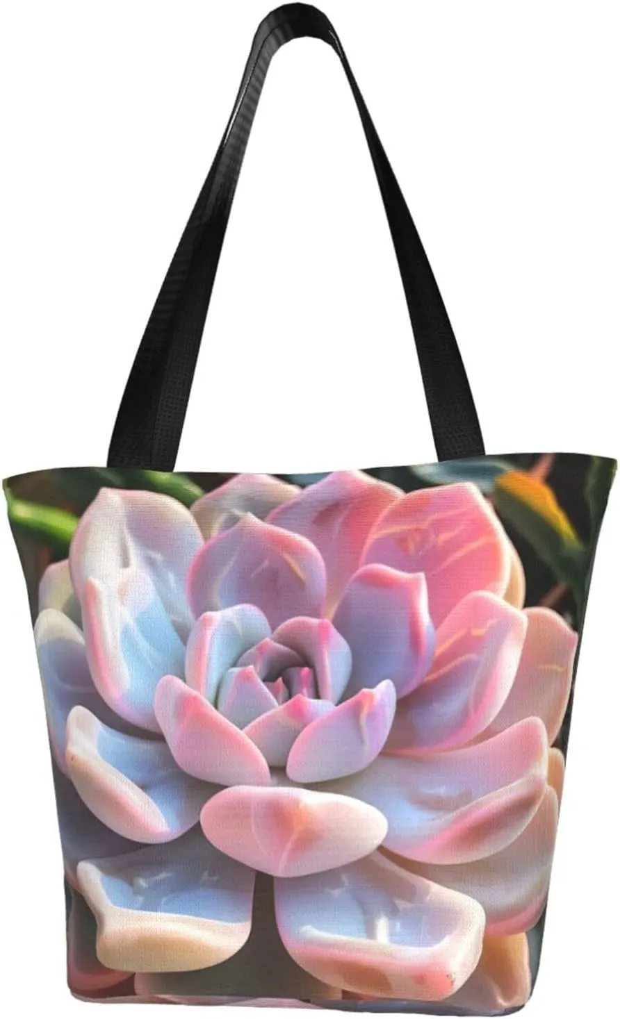 Lovely succulent Print Multifunctional Tote Daypacks for Women Work Travel Shopping Handbags Shoulder Bag