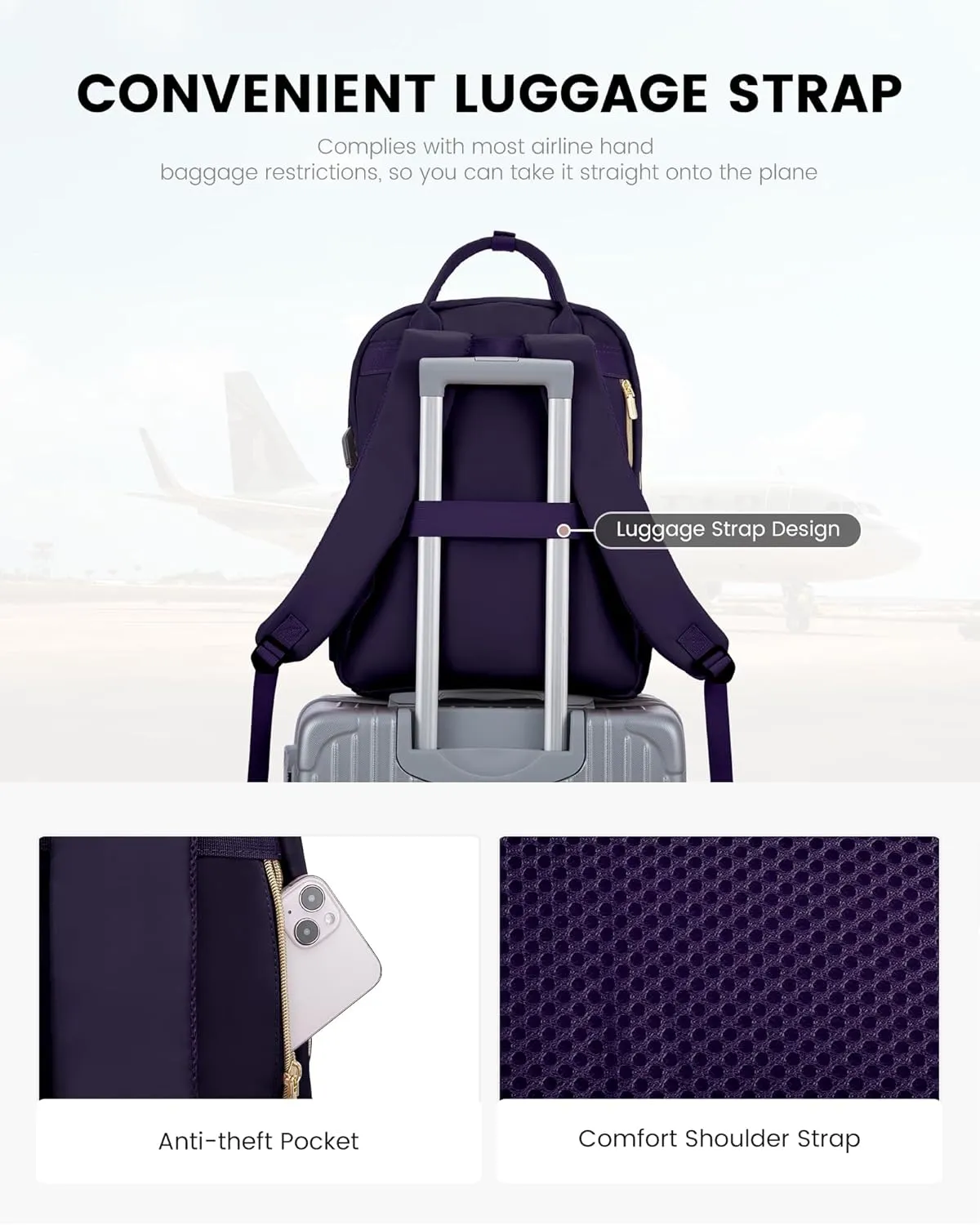 LOVEVOOK Laptop Backpack Purse for Women, 15.6" Laptop Bag for Travel with USB Port, Water Resistant Lightweight Daypacks for College Work Business, Nurse Teacher Computer Backpacks