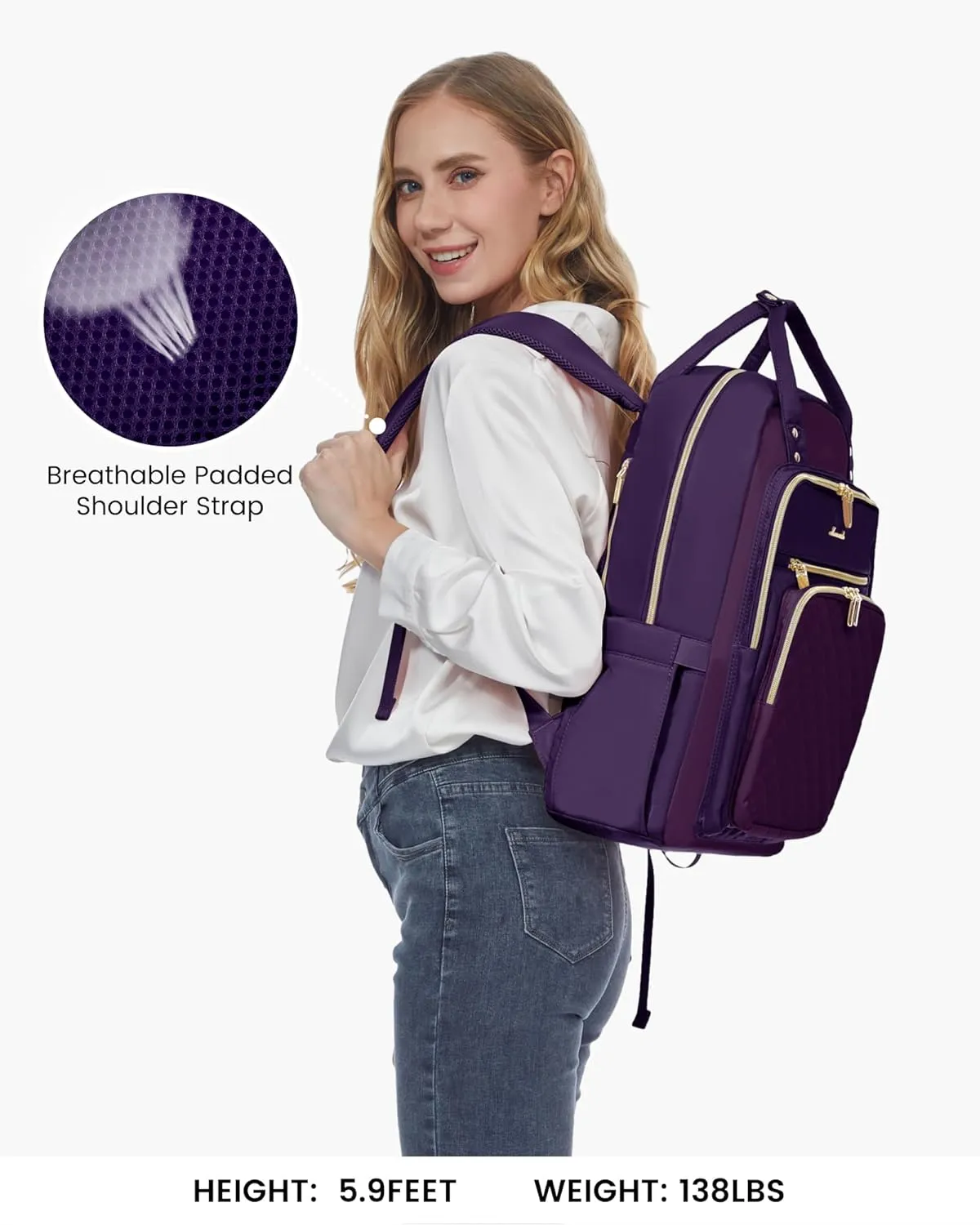 LOVEVOOK Laptop Backpack Purse for Women, 15.6" Laptop Bag for Travel with USB Port, Water Resistant Lightweight Daypacks for College Work Business, Nurse Teacher Computer Backpacks
