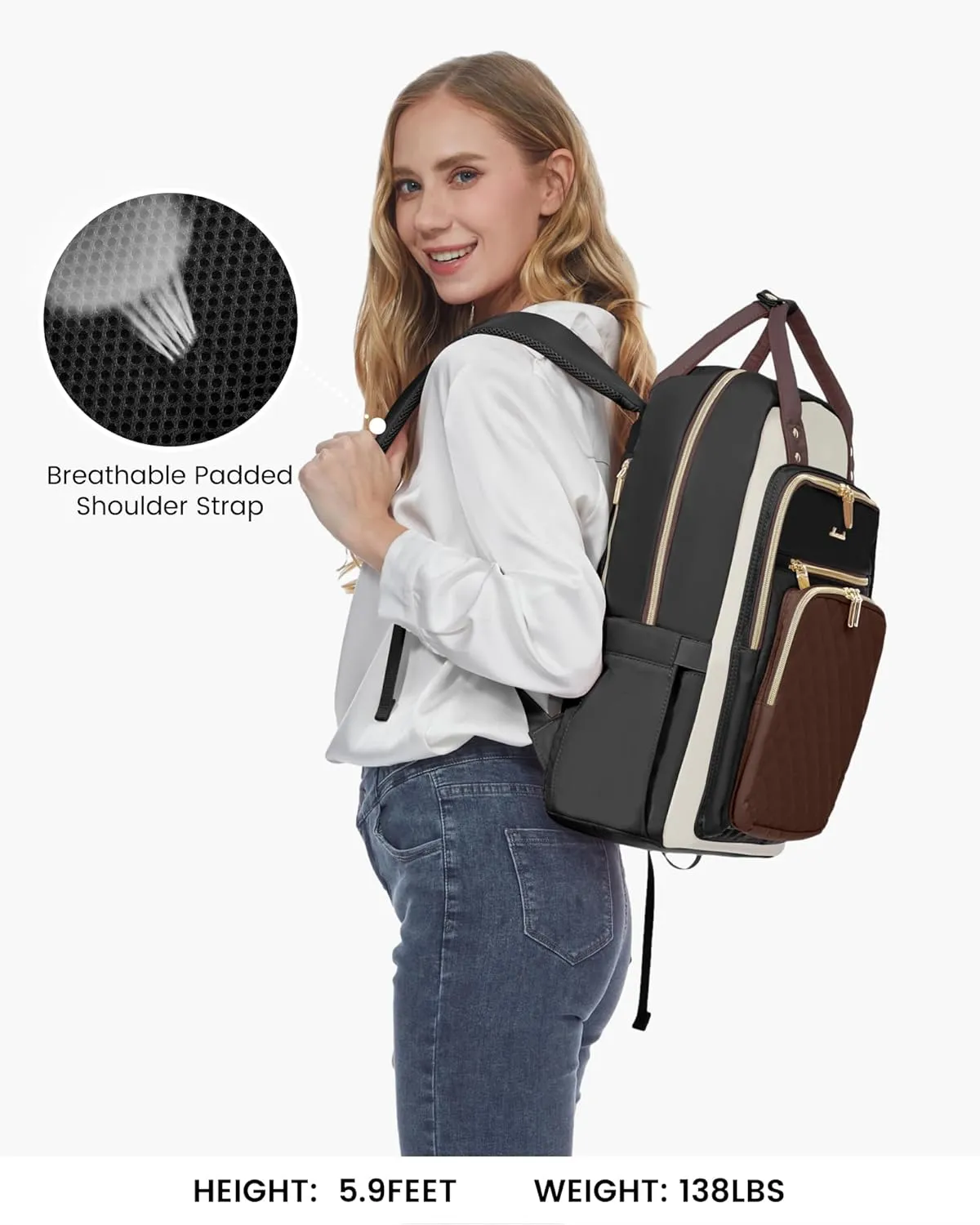 LOVEVOOK Laptop Backpack Purse for Women, 15.6" Laptop Bag for Travel with USB Port, Water Resistant Lightweight Daypacks for College Work Business, Nurse Teacher Computer Backpacks
