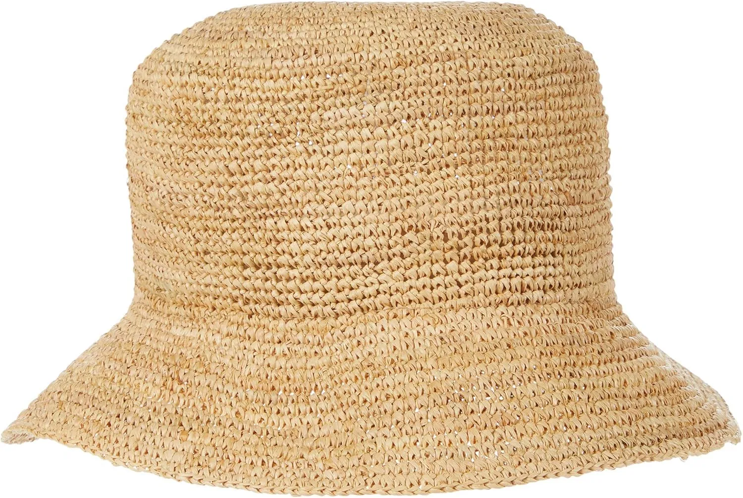L*Space Isadora Bucket Hat for Summer, Sun Protection and Vacation, 3" Brim, Constructed from Raffia, Natural Tan Stripe
