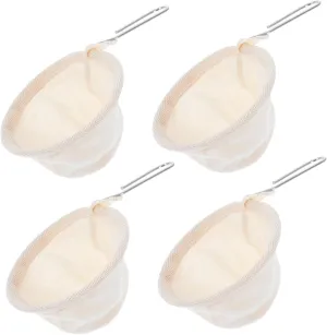 Lurrose 4 Pack Flannel Filter Pouch for Hand Drip Coffee Reusable Tea Filter Bag with Cotton Mesh for Home Office Travel