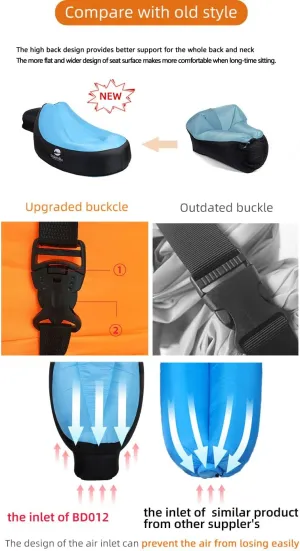LUTEM DB012-S Inflatable Cool Inflatable Chair. Camping Accessories. Size 89(L)*63(H)*48(W) cm Easy Setup is Perfect for Hiking Gear, Beach Chair/Sleeping Bag/picnics/Camping (Blue)