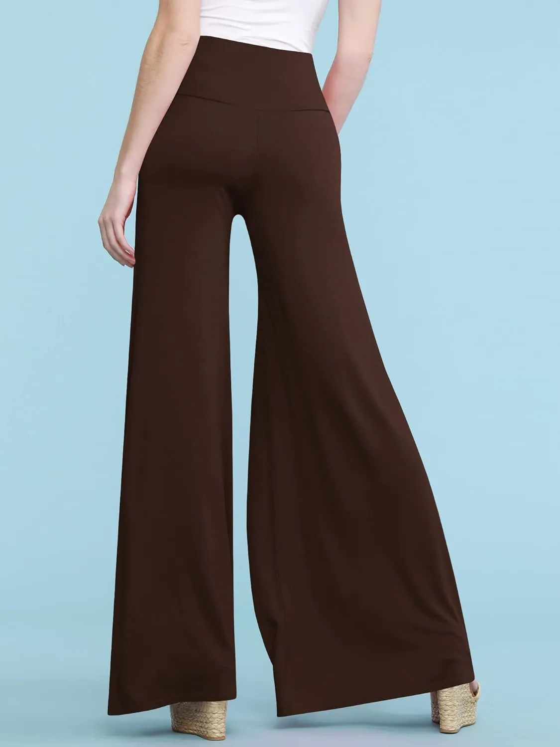 Made By Johnny MBJ Women's Casual Comfy Solid/Tie Dye Wide Leg Palazzo Lounge Pants (XS~5XL)