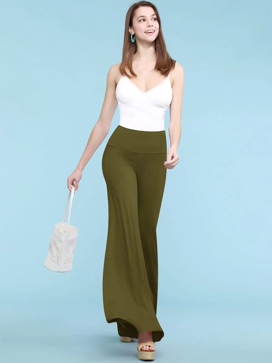 Made By Johnny MBJ Women's Casual Comfy Solid/Tie Dye Wide Leg Palazzo Lounge Pants (XS~5XL)
