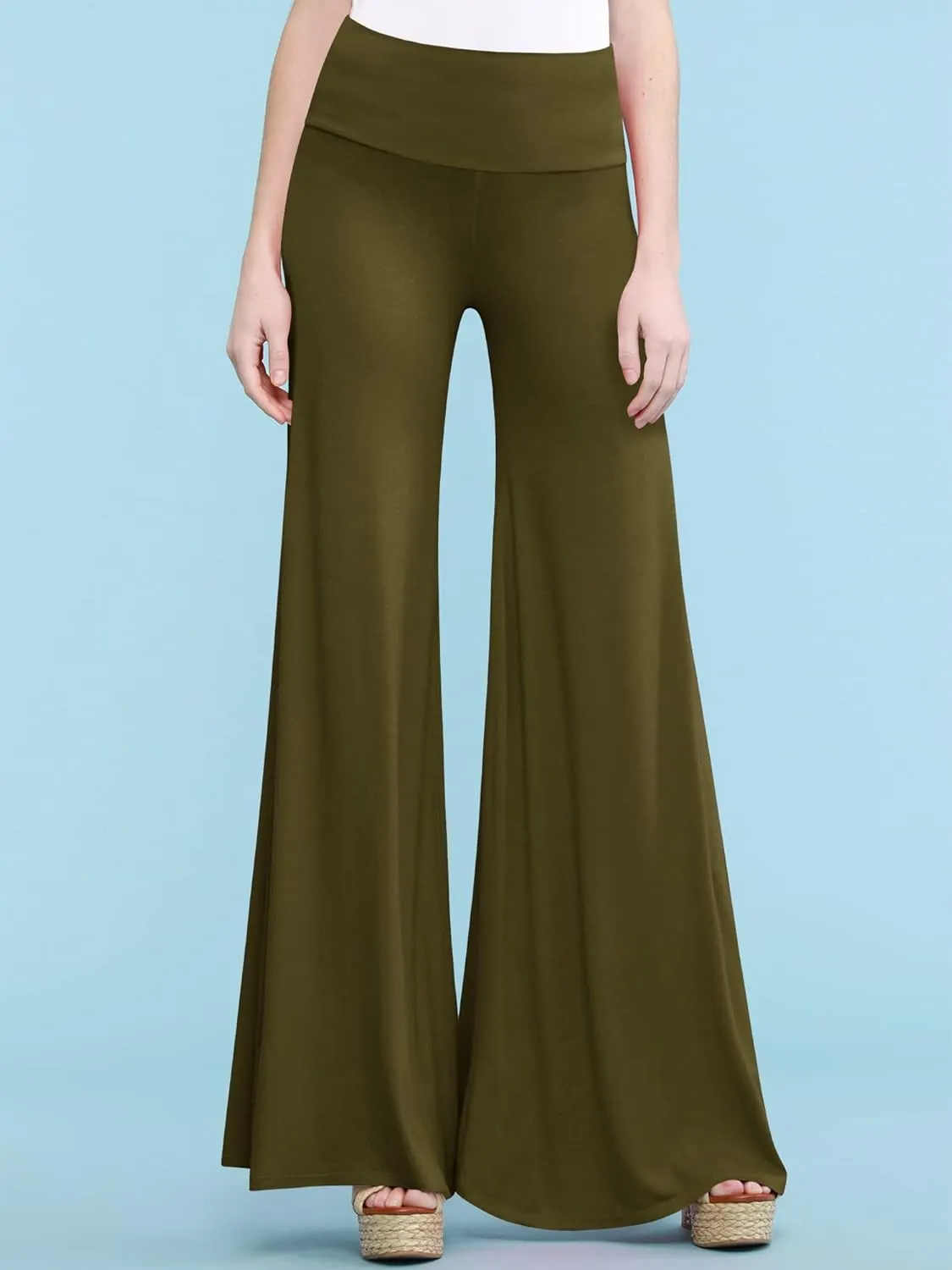Made By Johnny MBJ Women's Casual Comfy Solid/Tie Dye Wide Leg Palazzo Lounge Pants (XS~5XL)