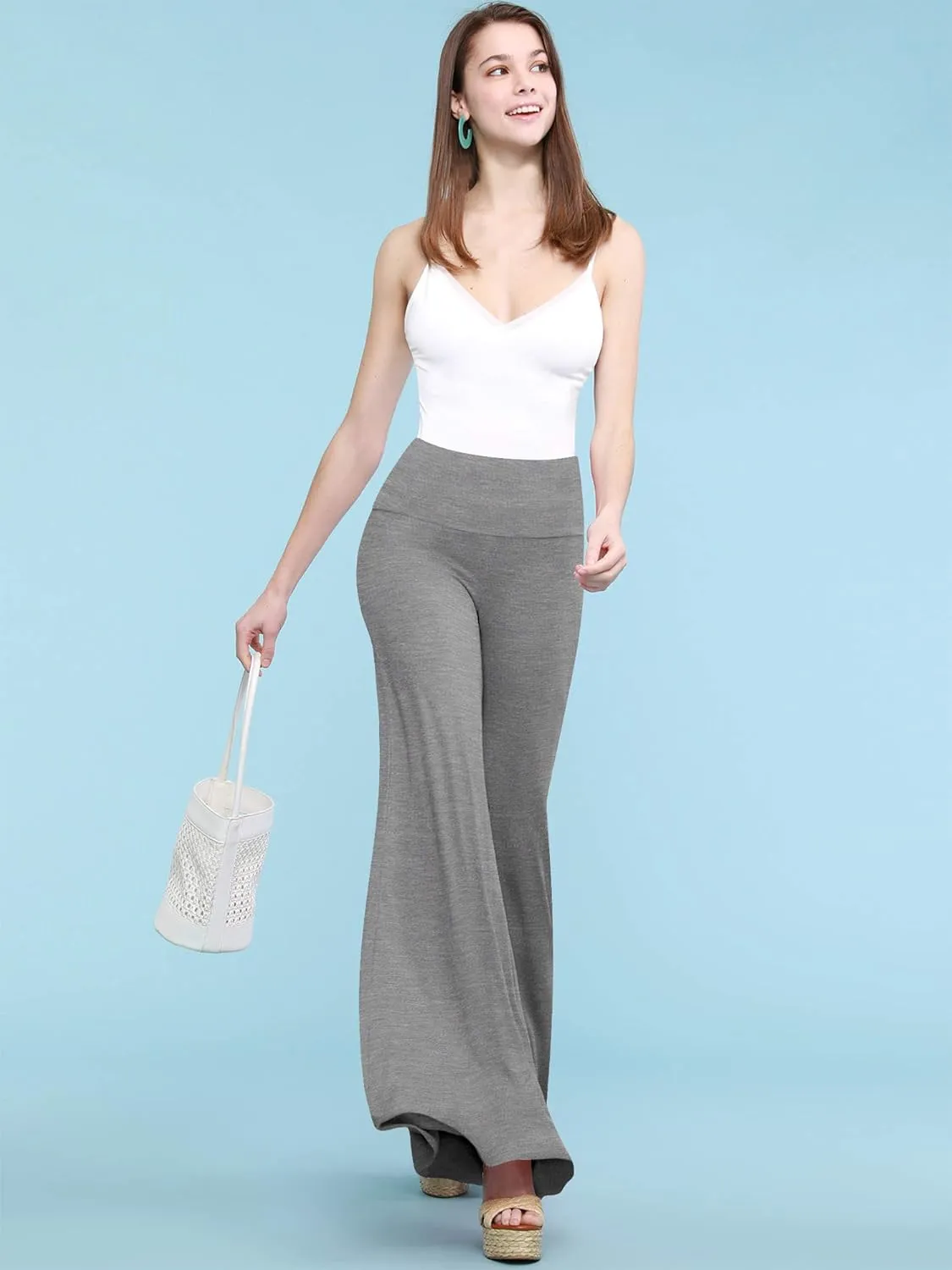 Made By Johnny MBJ Women's Casual Comfy Solid/Tie Dye Wide Leg Palazzo Lounge Pants (XS~5XL)