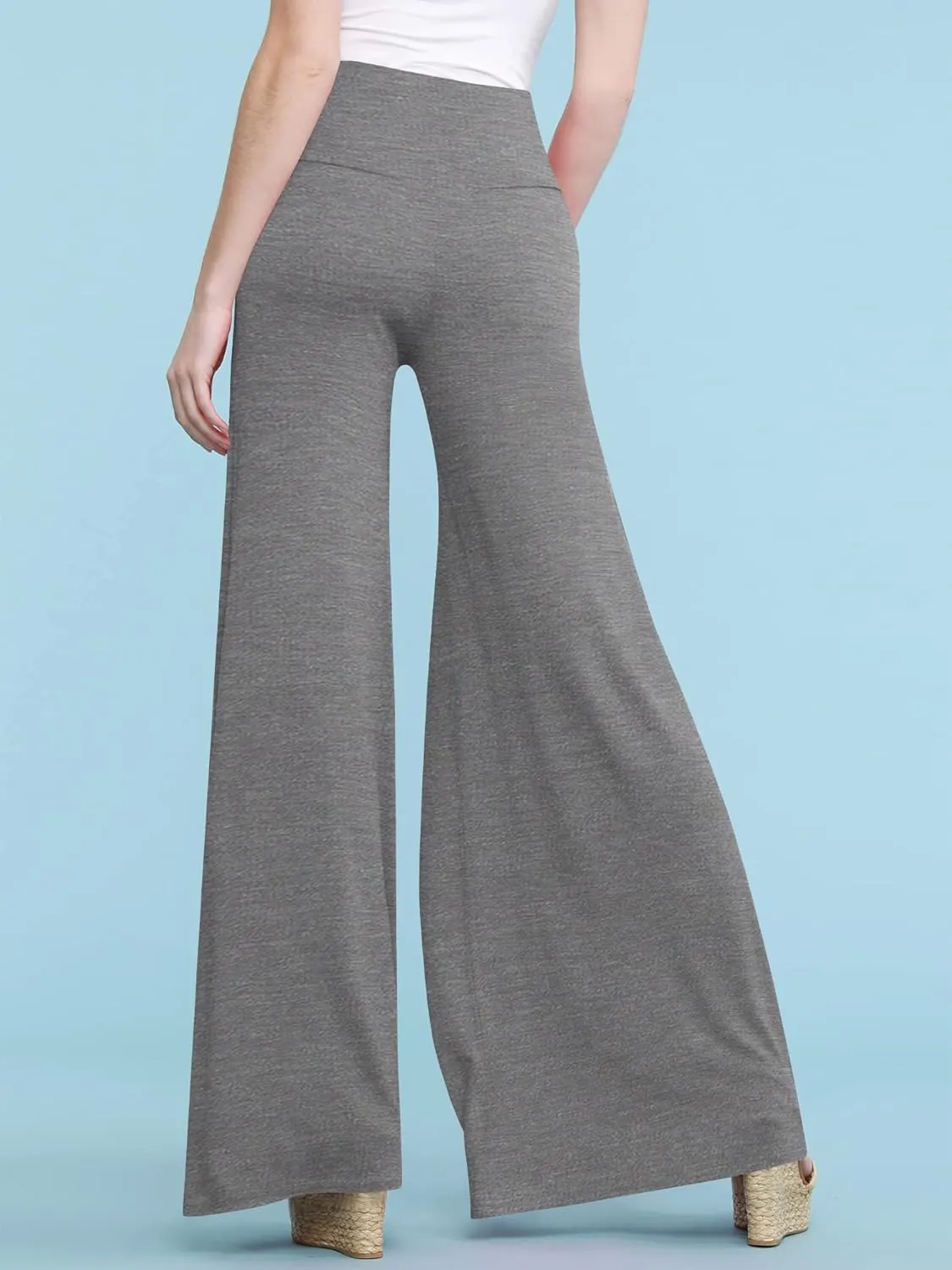 Made By Johnny MBJ Women's Casual Comfy Solid/Tie Dye Wide Leg Palazzo Lounge Pants (XS~5XL)