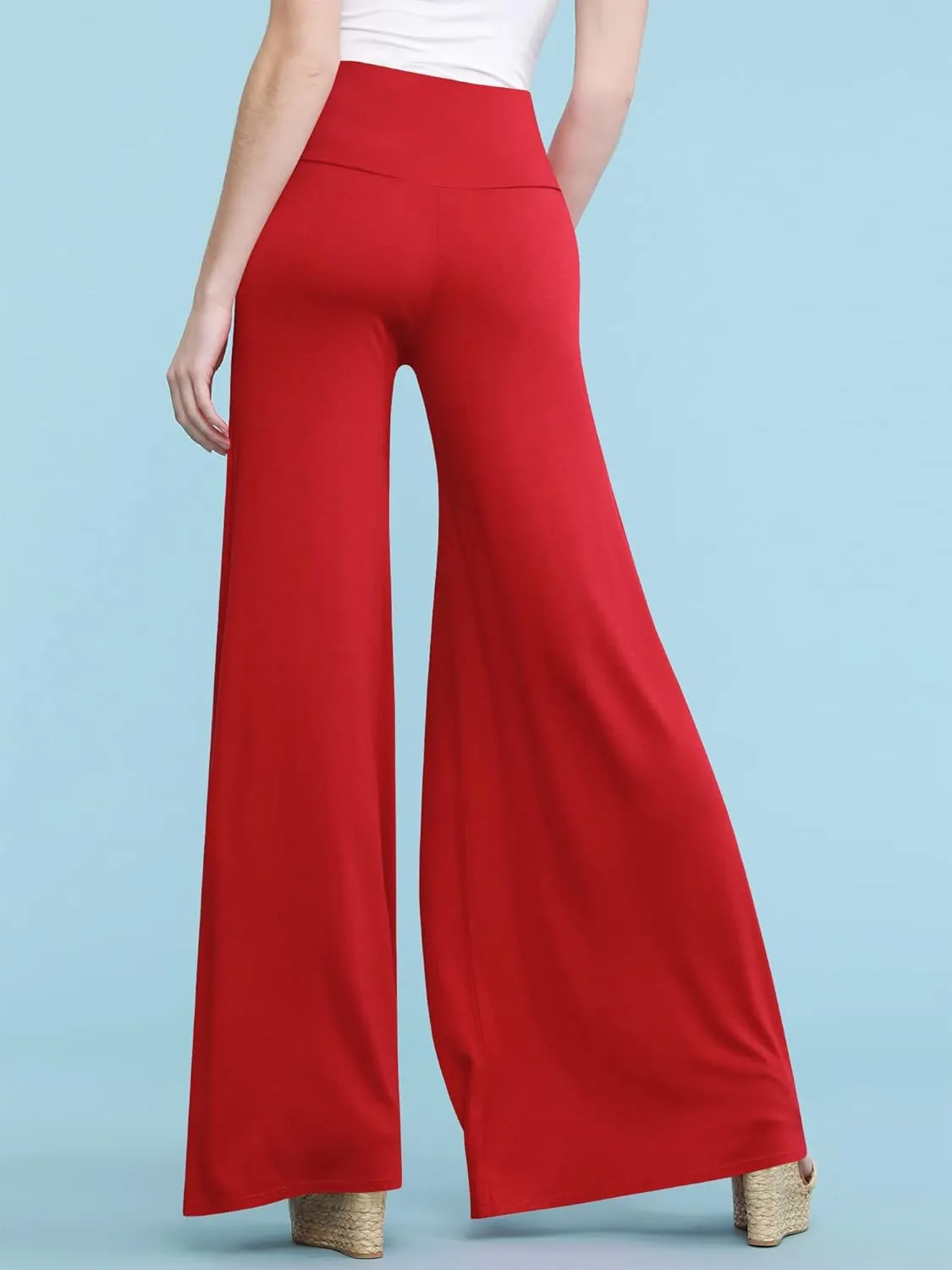 Made By Johnny MBJ Women's Casual Comfy Solid/Tie Dye Wide Leg Palazzo Lounge Pants (XS~5XL)