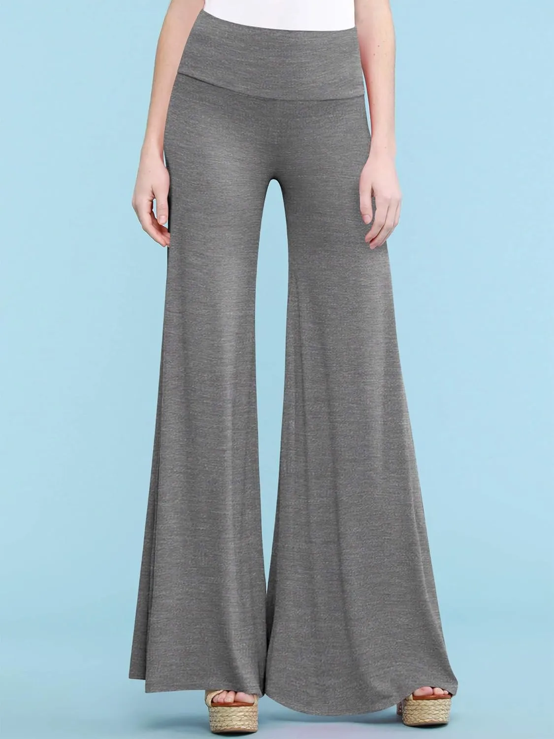 Made By Johnny MBJ Women's Casual Comfy Solid/Tie Dye Wide Leg Palazzo Lounge Pants (XS~5XL)