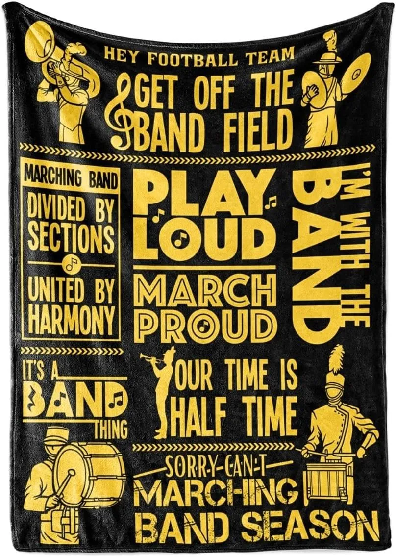 Marching Band Gifts Blanket, Band Flannel Throw Blanket for Men/Women, Funny Unique Birthday for Him/Her