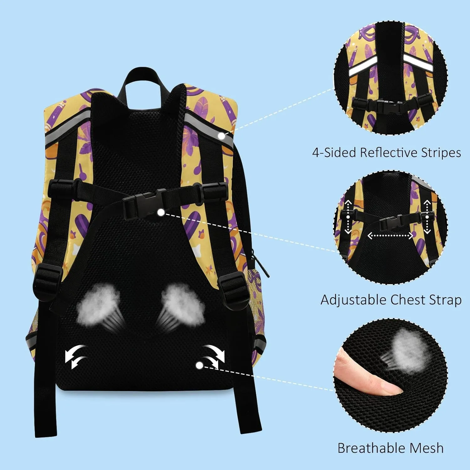 Mardi Gras Carnival Purple Holiday Pattern Saffron Kindergarten Elementary Kids Backpack Multifunctional Mini Schoolbag