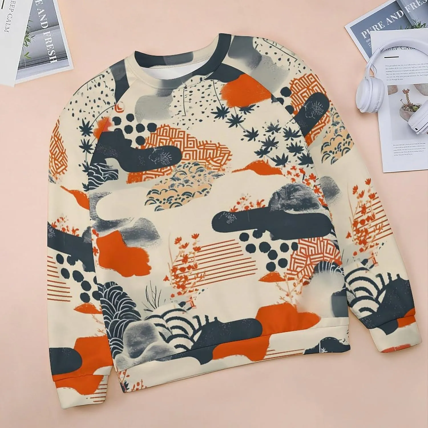 MARSVOVO Crewneck Sweatshirt for Women Long Sleeve Shirts Japanese Art Print Vintage Y2k Spring Fall Pullover Sweatshirt