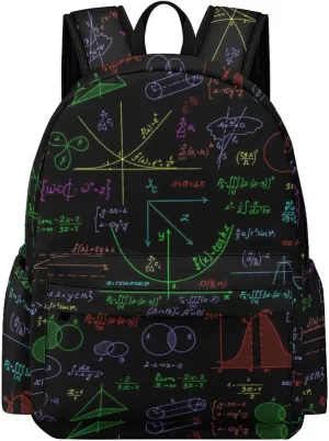 Math Plots Formulas Calculations Unisex Backpack Casual Daypacks Half Print Shoulders Bag for Camping Hiking Travel Gear