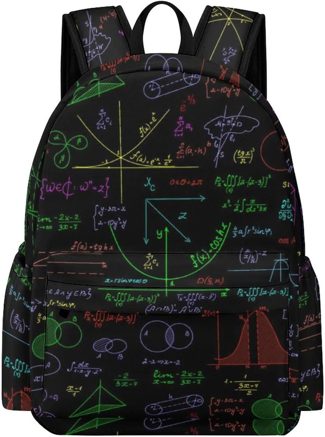 Math Plots Formulas Calculations Unisex Backpack Casual Daypacks Half Print Shoulders Bag for Camping Hiking Travel Gear