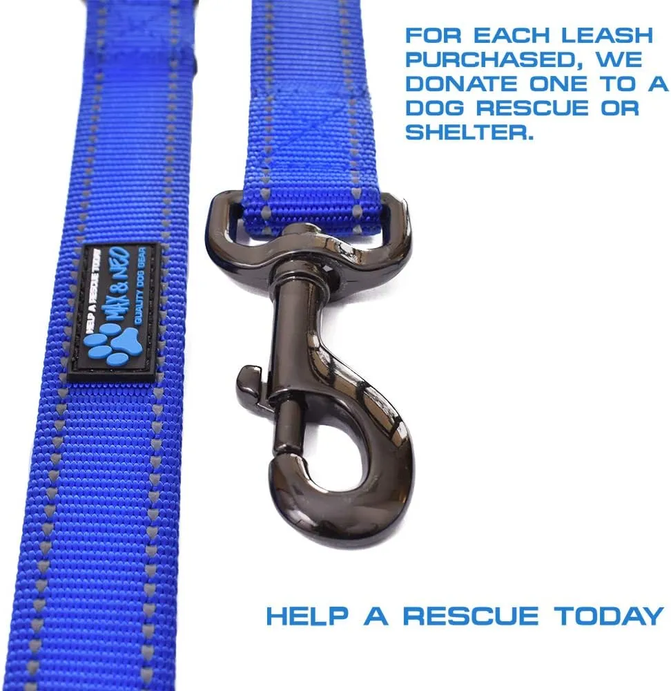 Max and Neo Small Dog Leash - Reflective Nylon, Donates to Dog Rescue (Teal, 6x5/8)