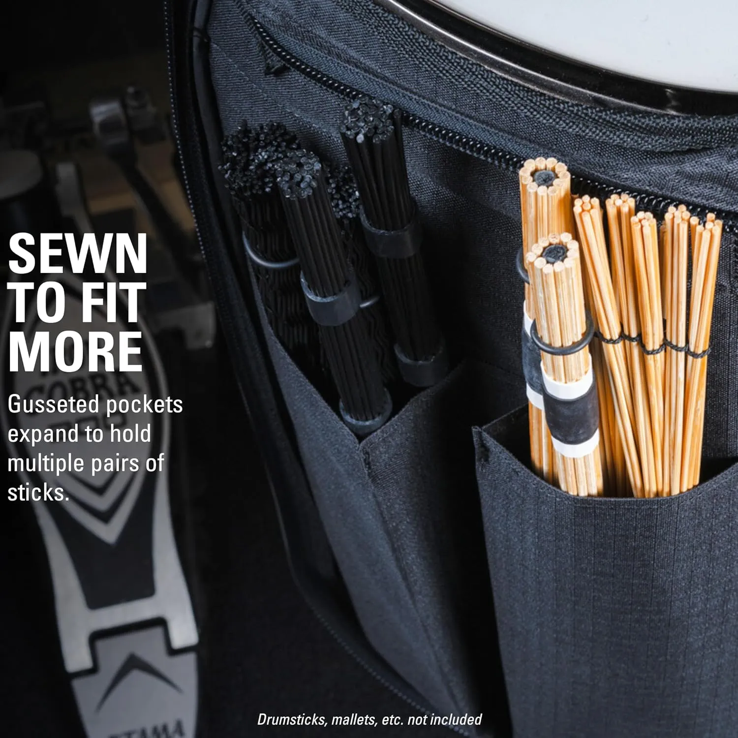Meinl Cymbals Professional Drumstick Bag, Carbon Ripstop — Includes Floor Tom Hooks — Also Great for Mallets, Brushes, Rods, Accessories