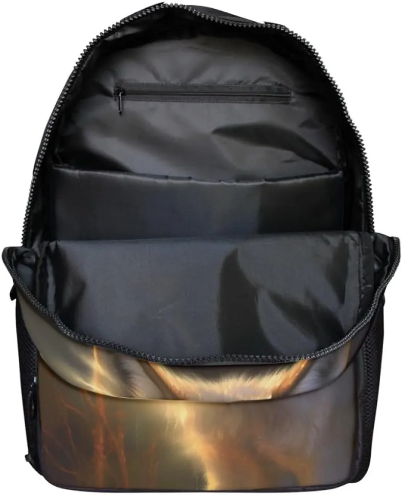 Men Women Creative Wolf 3D Print Backpack Laptop Shoulder Bag Travel Casual Daypacks,Grey Wolf