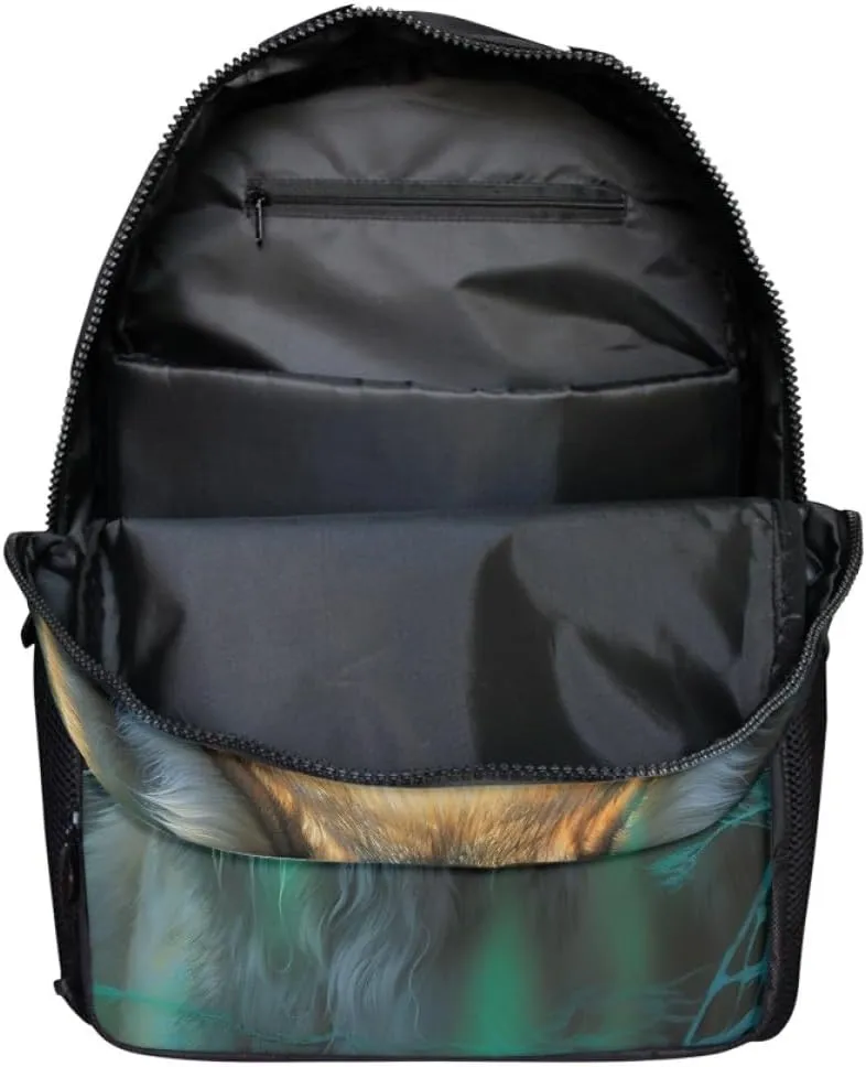 Men Women Creative Wolf 3D Print Backpack Laptop Shoulder Bag Travel Casual Daypacks,Northern Lights Wolf