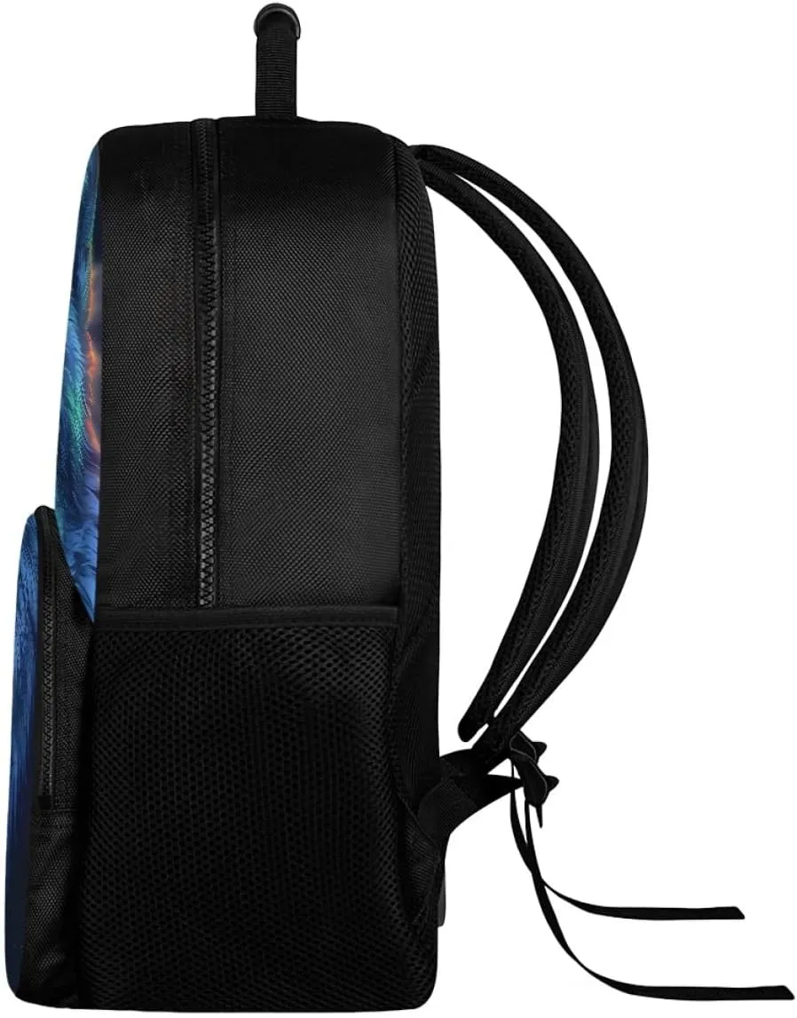 Men Women Galaxy Wolf 3D Print Backpack Laptop Shoulder Bag Travel Casual Daypacks,Colorful Wolf