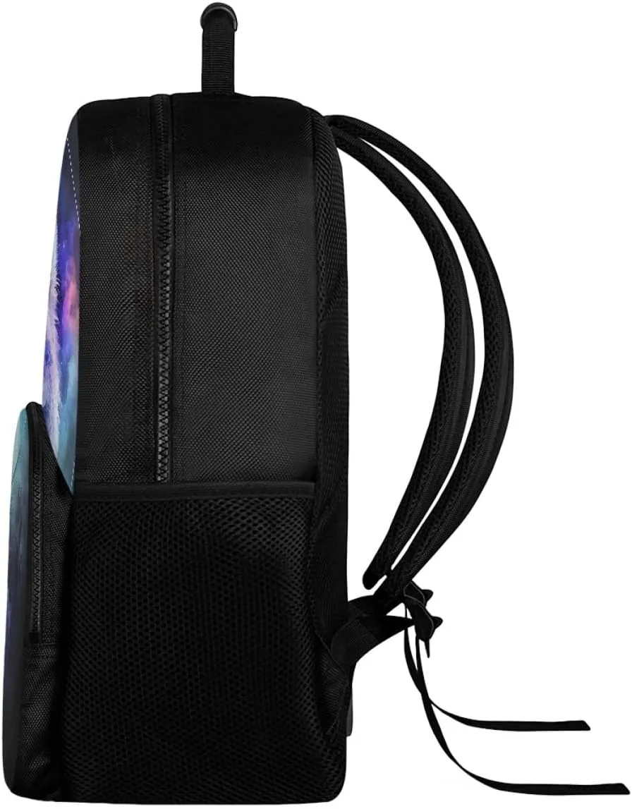 Men Women Galaxy Wolf 3D Print Backpack Laptop Shoulder Bag Travel Casual Daypacks,Fog Forest Wolf