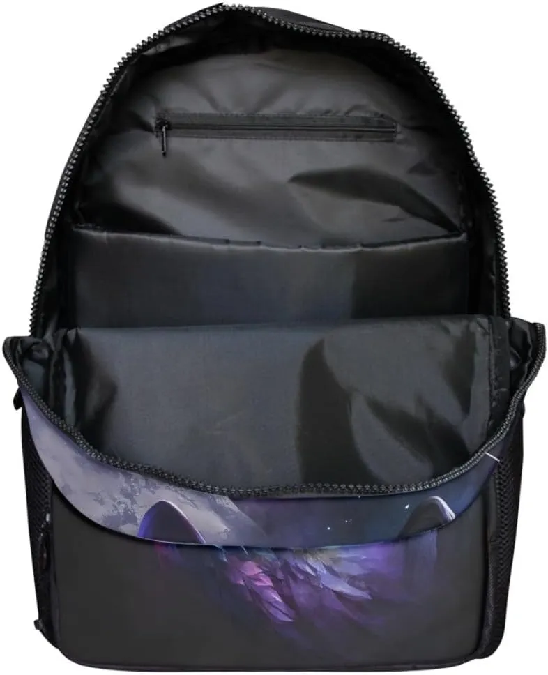 Men Women Galaxy Wolf 3D Print Backpack Laptop Shoulder Bag Travel Casual Daypacks,Fog Forest Wolf
