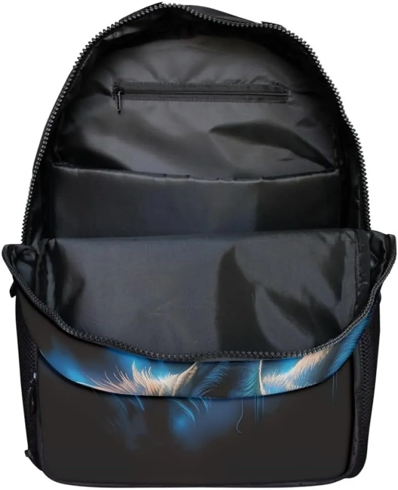 Men Women Galaxy Wolf 3D Print Backpack Laptop Shoulder Bag Travel Casual Daypacks,Luminous Hair Wolf