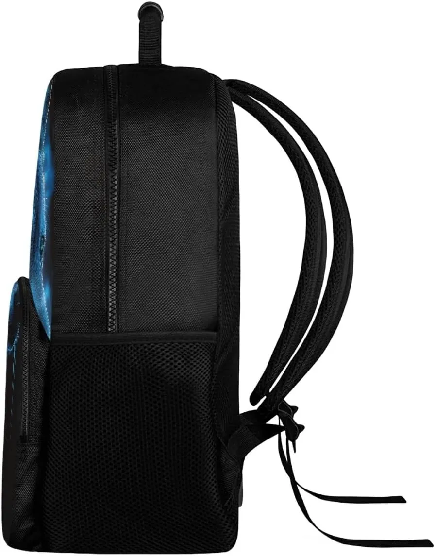 Men Women Galaxy Wolf 3D Print Backpack Laptop Shoulder Bag Travel Casual Daypacks,Luminous Hair Wolf