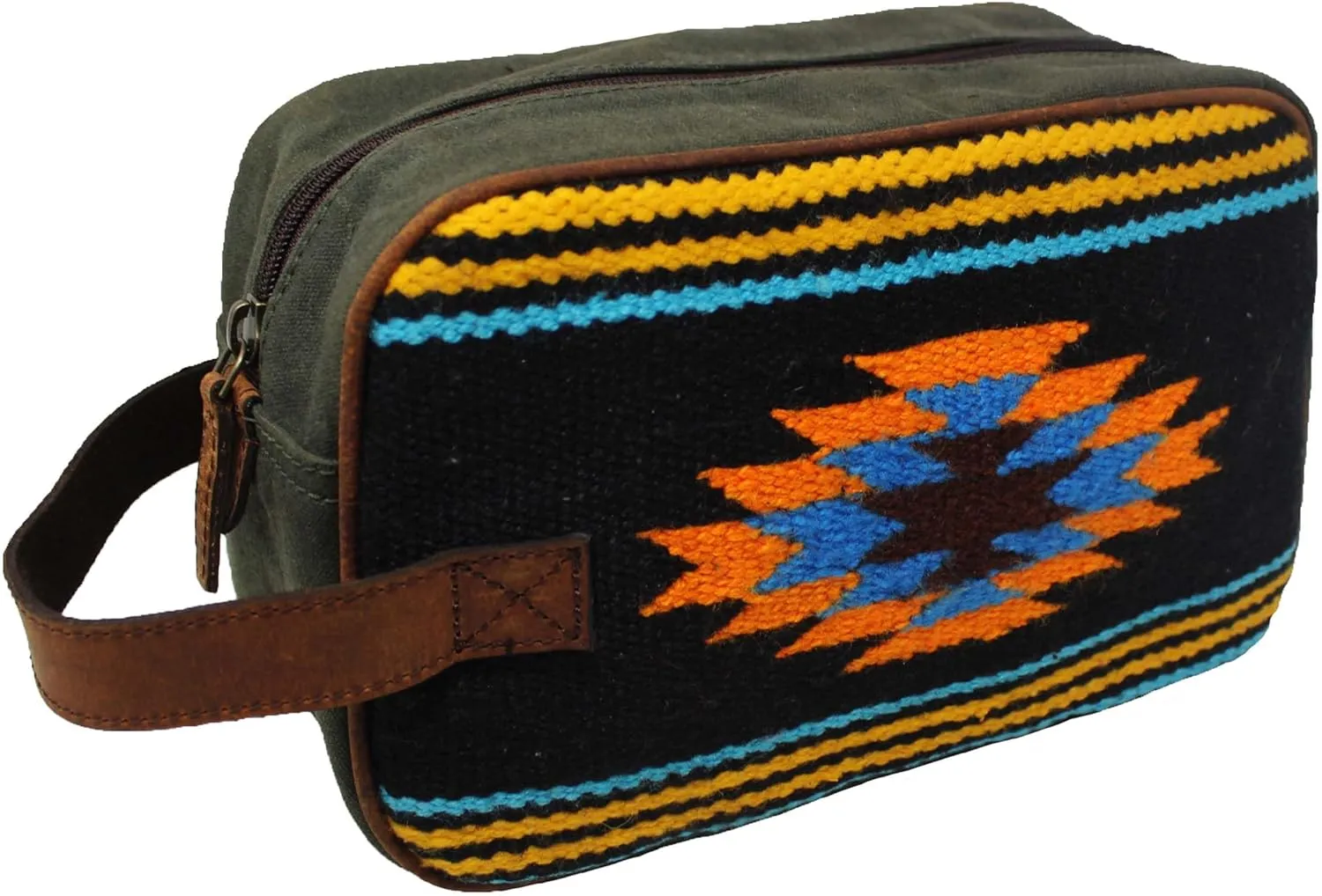 Men Women Western Woven Genuine Leather Toiletry Dopp Kit Cosmetic Travel Bag 18SKTWoolDopp