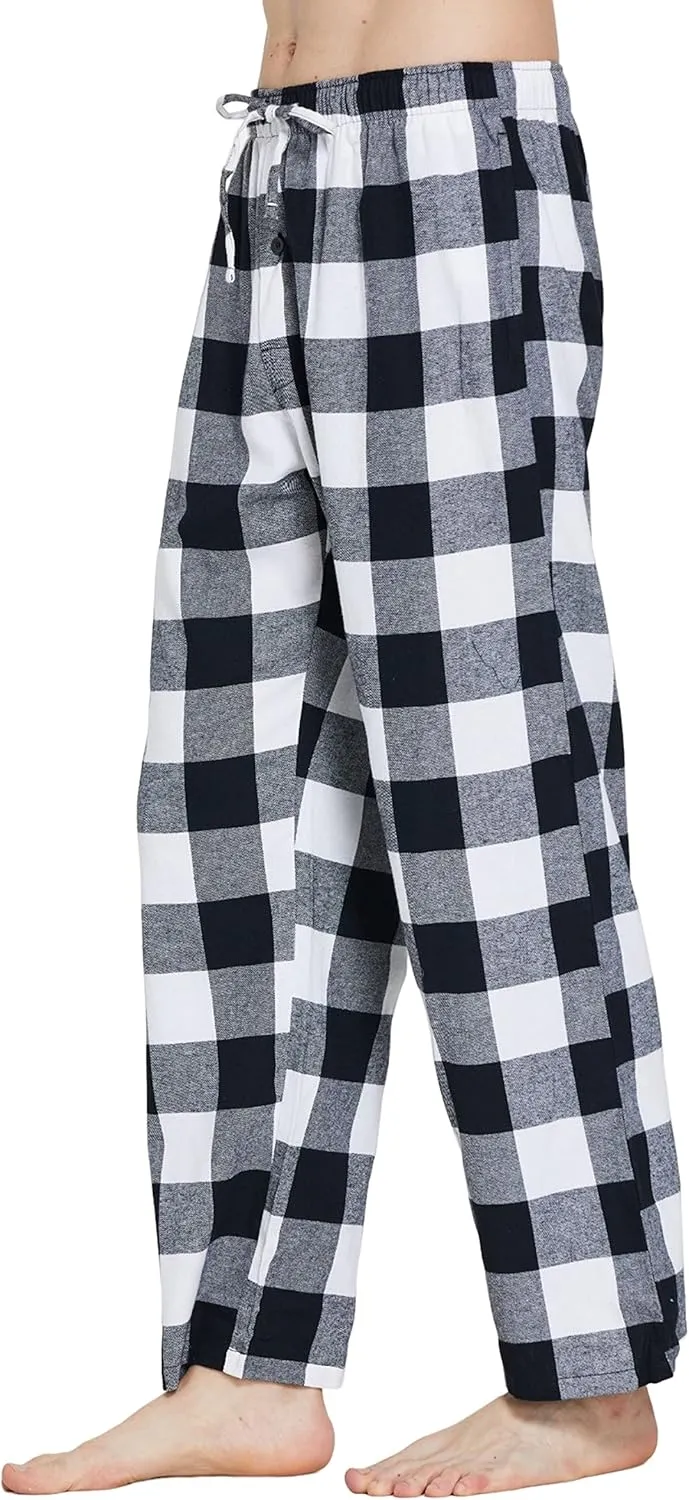 Men's 100% Cotton Super Soft Flannel Plaid Pajama Pants