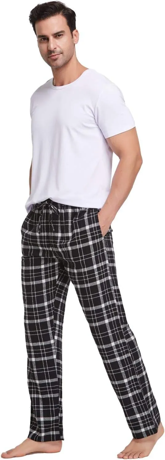 Men's 100% Cotton Super Soft Flannel Plaid Pajama Pants