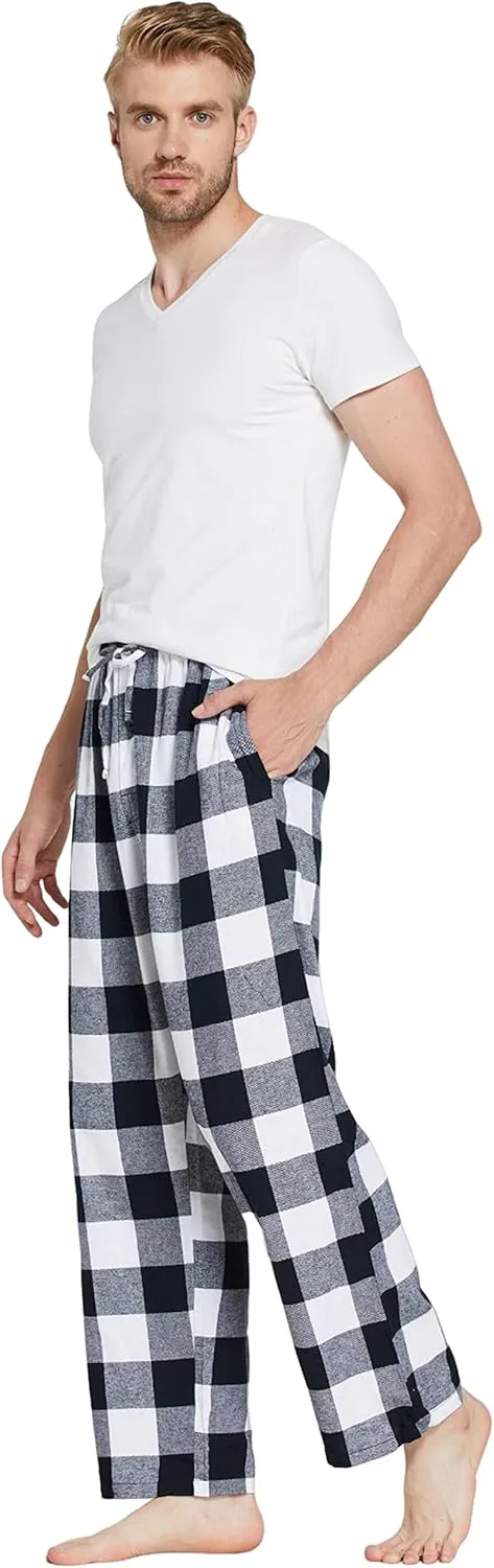 Men's 100% Cotton Super Soft Flannel Plaid Pajama Pants