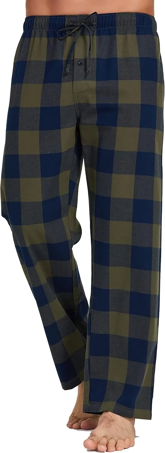 Men's 100% Cotton Super Soft Flannel Plaid Pajama Pants