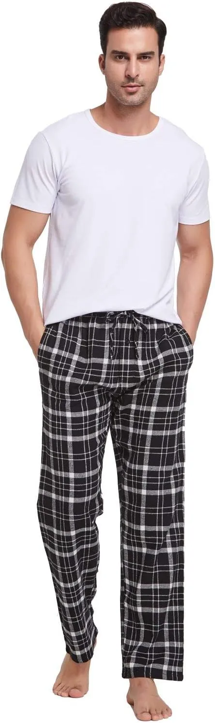 Men's 100% Cotton Super Soft Flannel Plaid Pajama Pants
