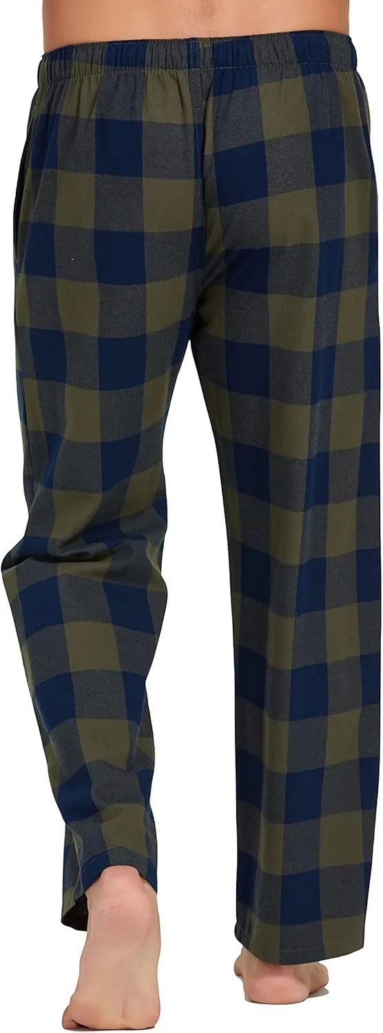 Men's 100% Cotton Super Soft Flannel Plaid Pajama Pants