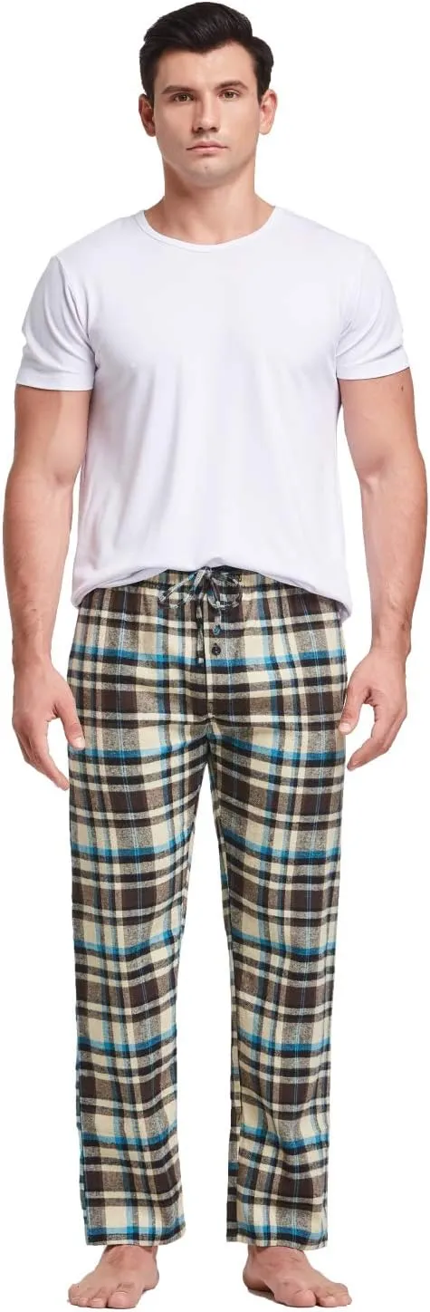 Men's 100% Cotton Super Soft Flannel Plaid Pajama Pants