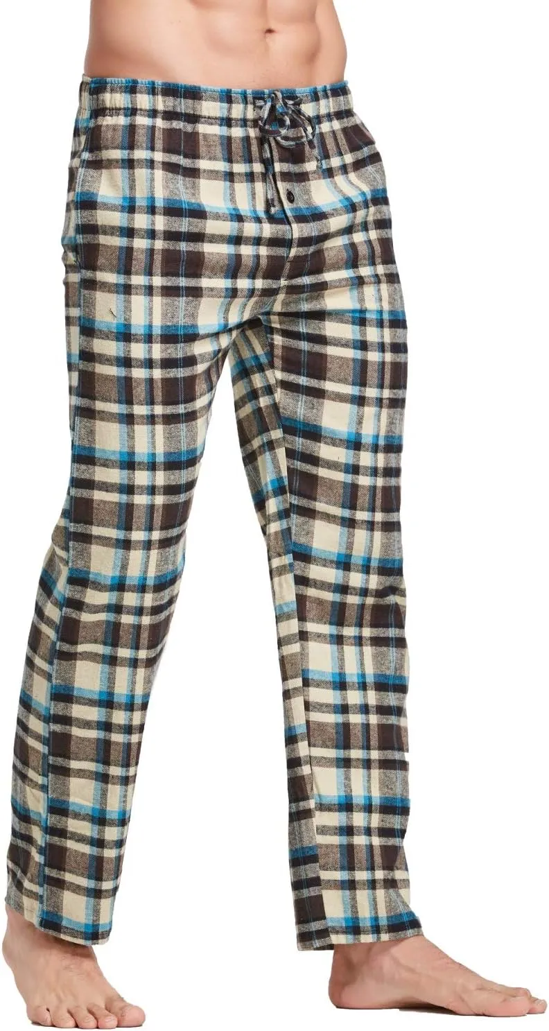 Men's 100% Cotton Super Soft Flannel Plaid Pajama Pants