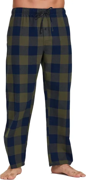 Men's 100% Cotton Super Soft Flannel Plaid Pajama Pants