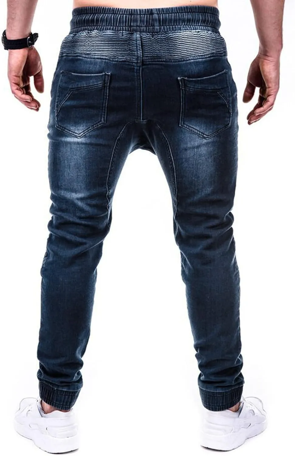 Men's Classic Relaxed Fit Waist Solid Color Slim Toe Jeans Loose Wide Men's Pants Stretch Jeans for Men Fitted Jeans