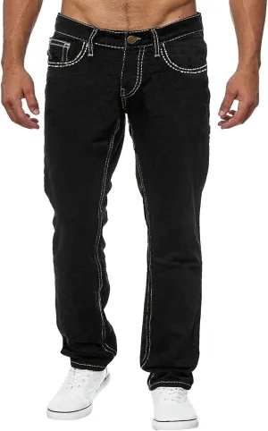 Men's Classic Relaxed Fit Waist Solid Color Slim Toe Jeans Loose Wide Men's Pants Stretch Jeans for Men Fitted Jeans